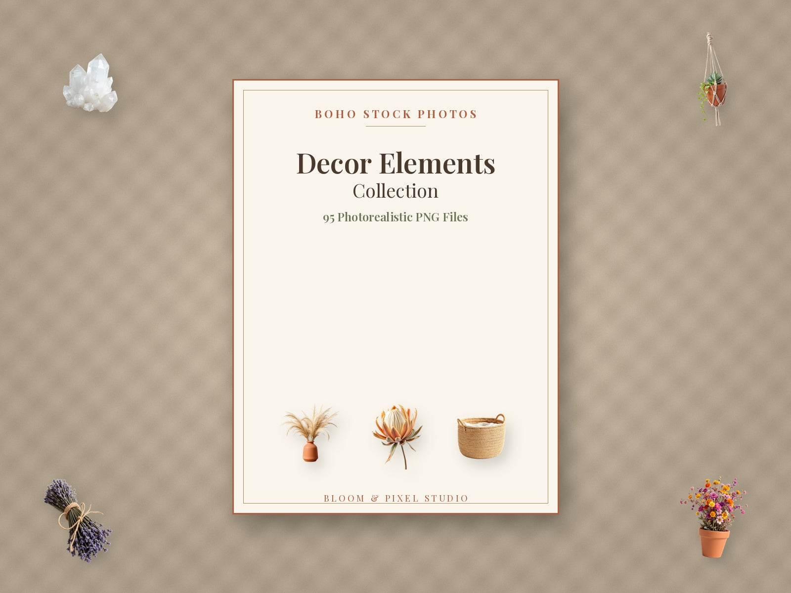 Boho Stock Photos invitation card mockup