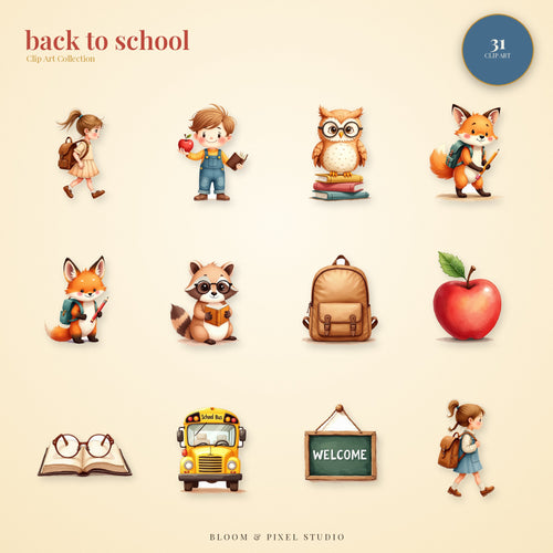 Back to School clip art collage mockup