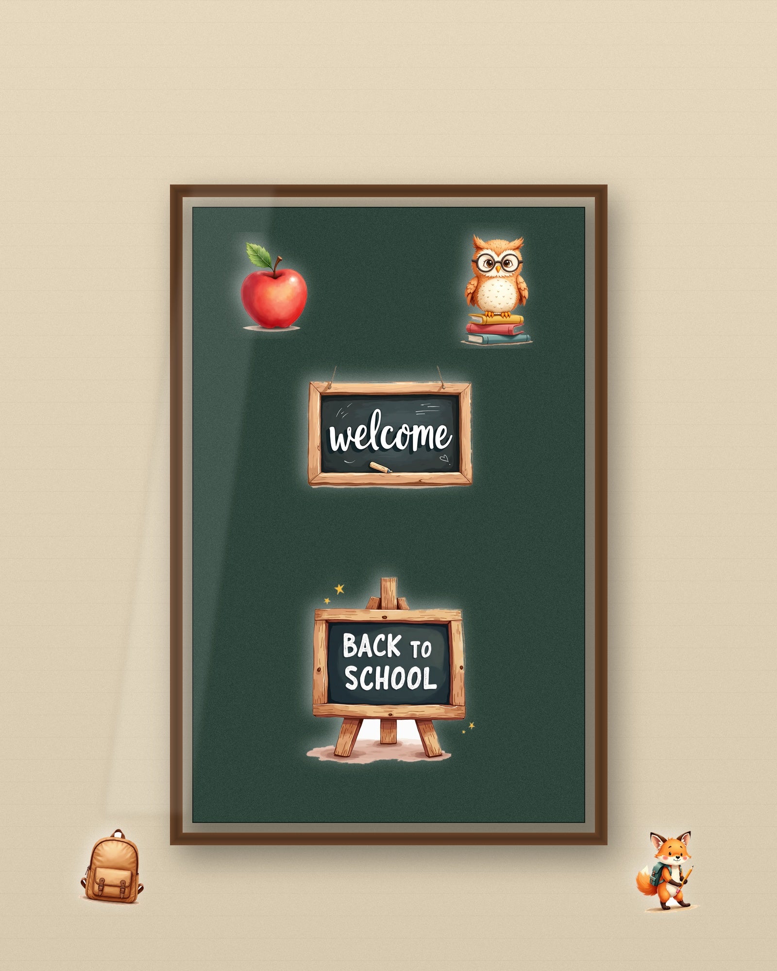 Back to School clip art chalkboard wall mockup