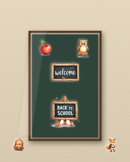 Back to School clip art chalkboard wall mockup