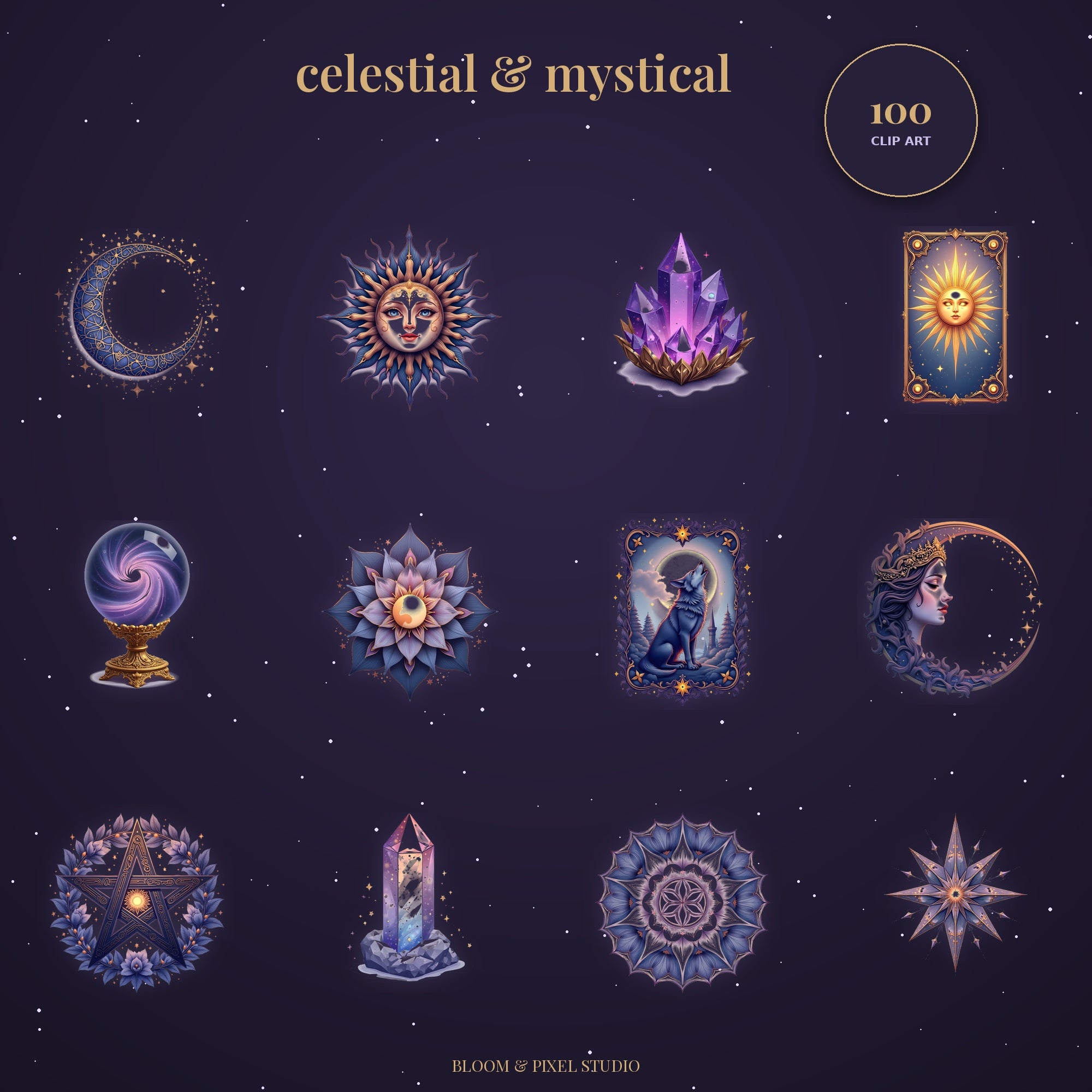 Celestial & Mystical clip art collage mockup