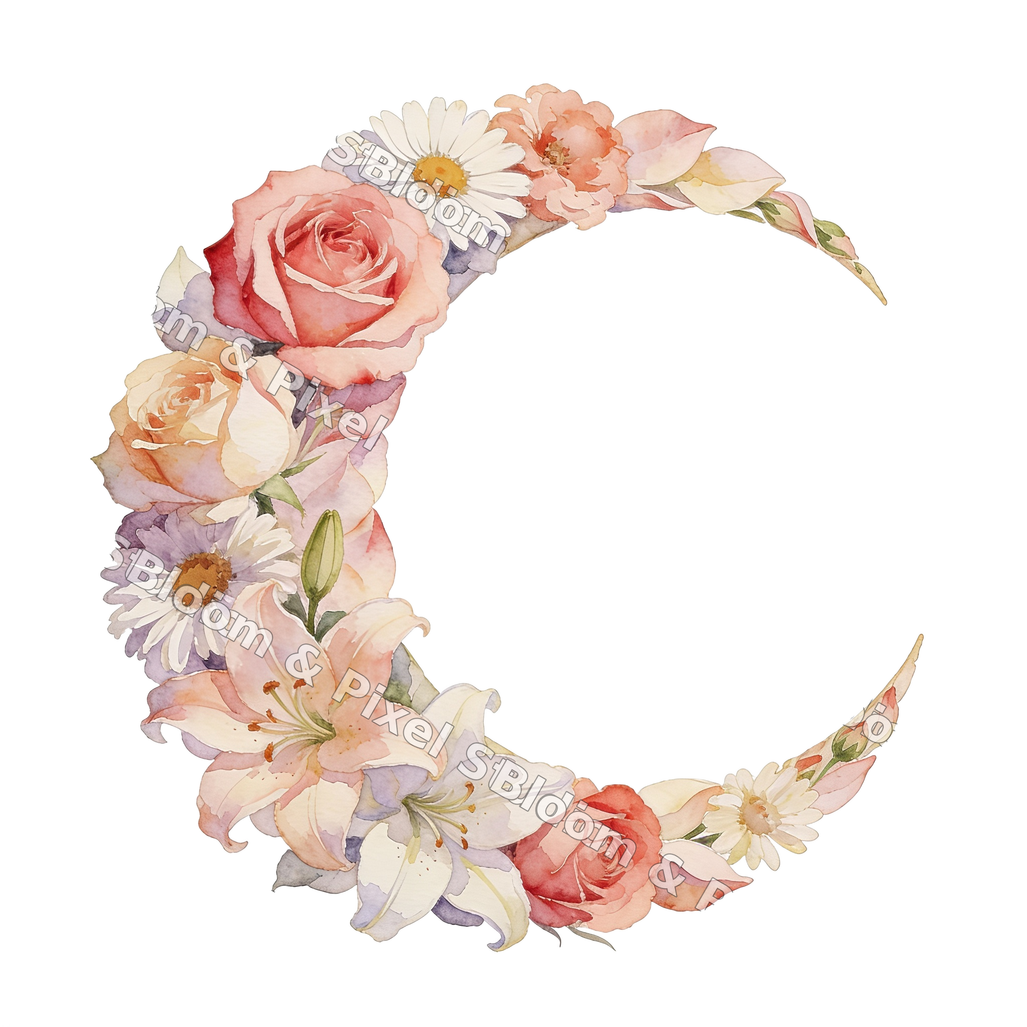 Watercolor Florals preview (watermarked)