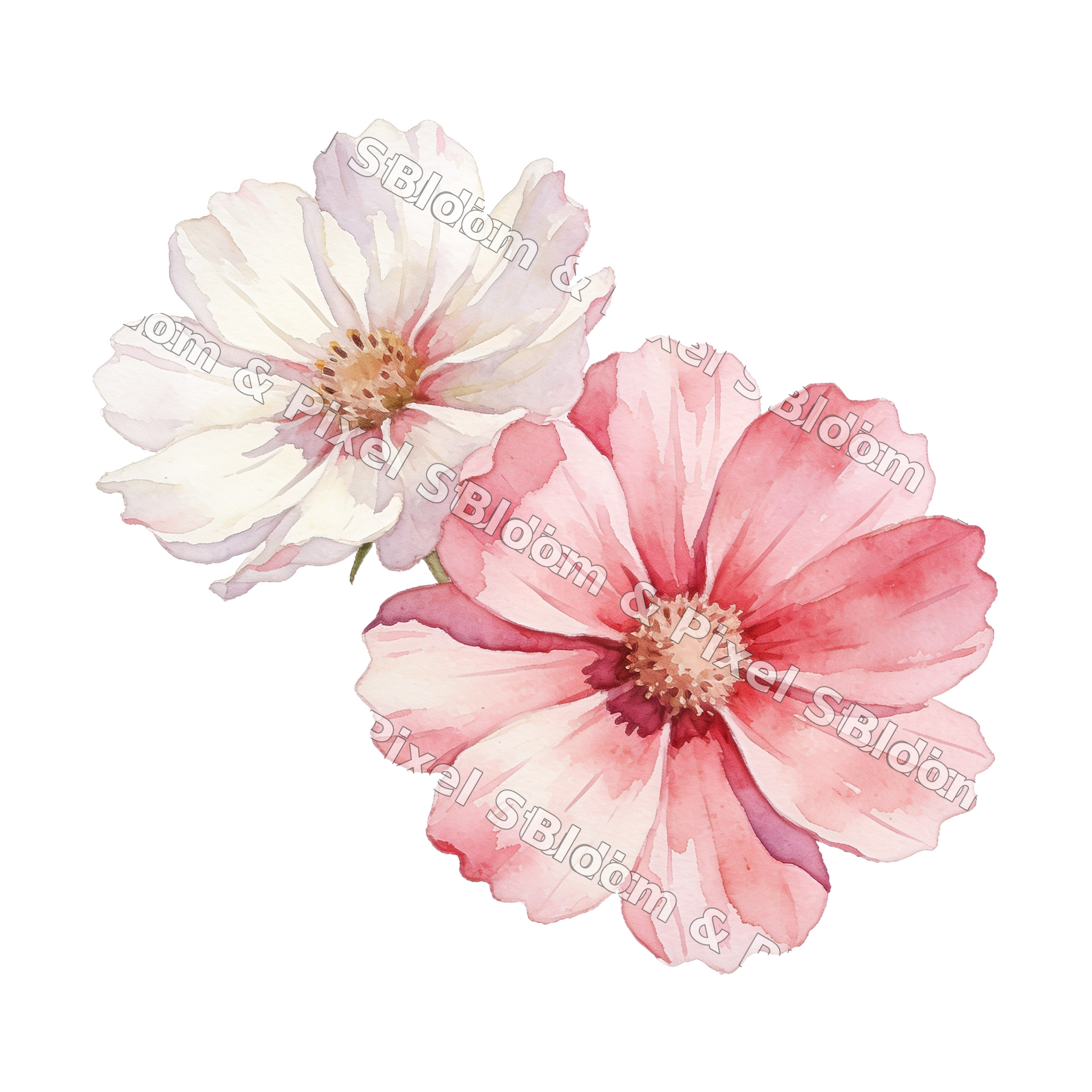 Watercolor Florals preview (watermarked)
