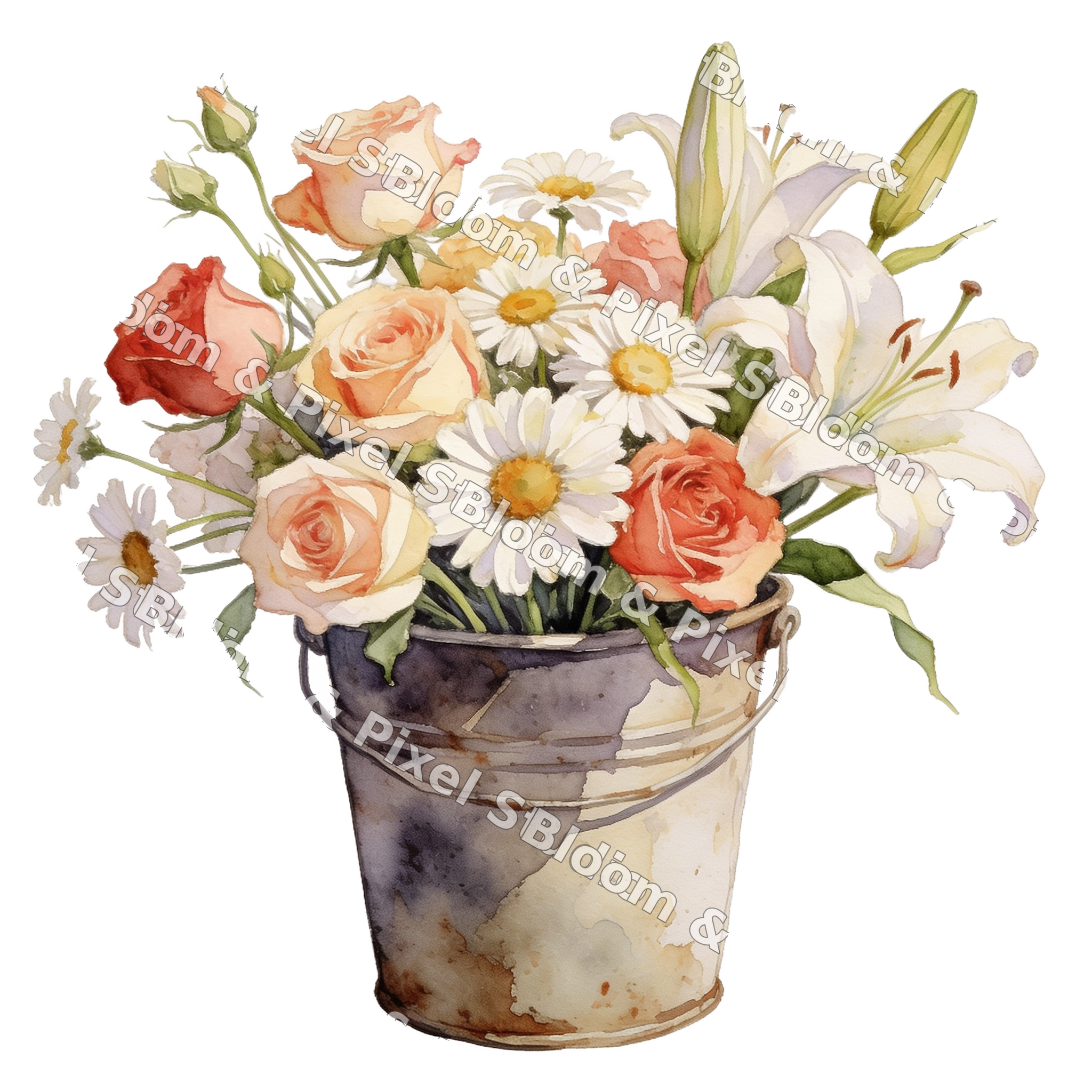 Watercolor Florals preview (watermarked)