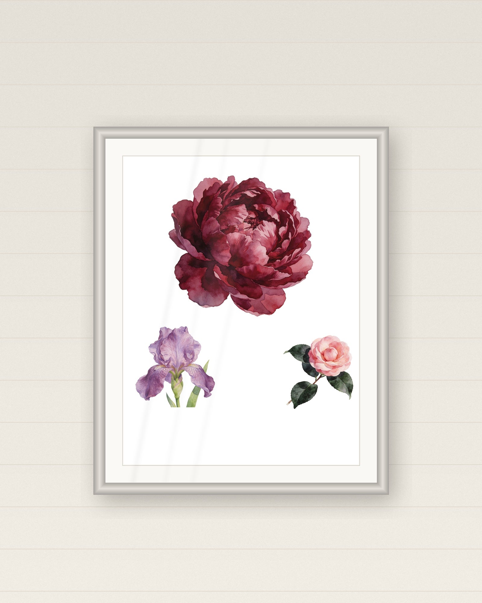 Watercolor Florals framed print mockup
